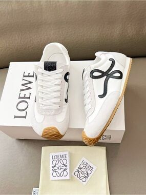 Loewe White Sneakers with Black Anagram Detail